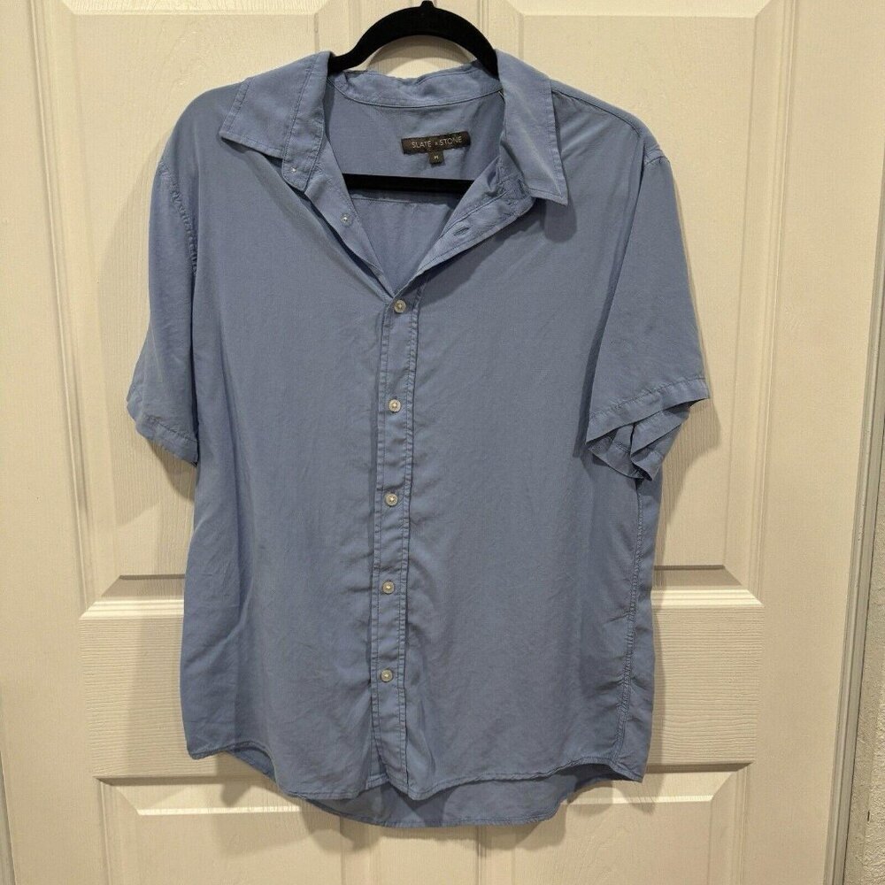 Women’s‎ Slate & Stone Blue Button Up Blouse Top Shirt Size Medium M